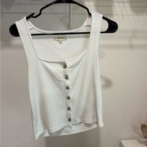 Madewell Cream Ribbed Button-Front Tank